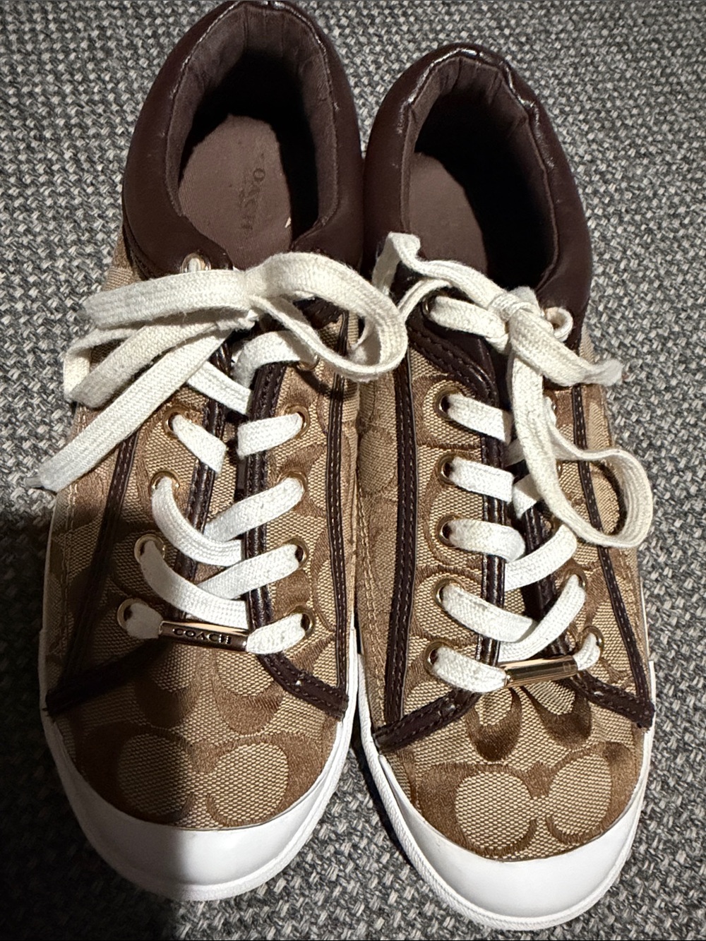 Coach Francesca Brown & Tan Signature Canvas Low-Top Sneakers